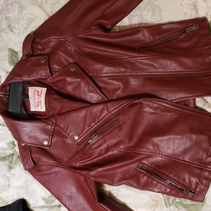 Levi Strauss Faux Leather Maroon Biker Jacket